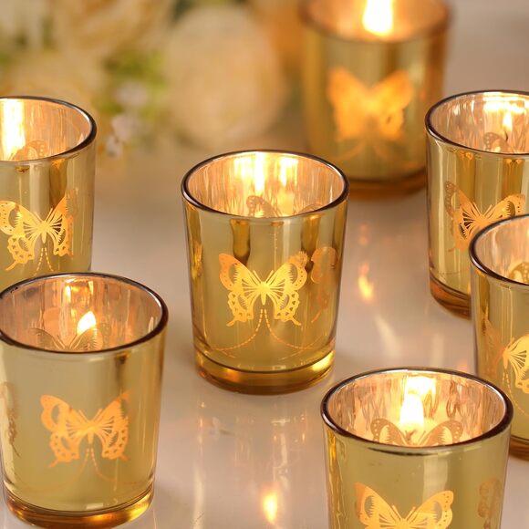Elegant Gold Butterfly Votive Candle Holders – Set of 12 - Picture 3 of 5